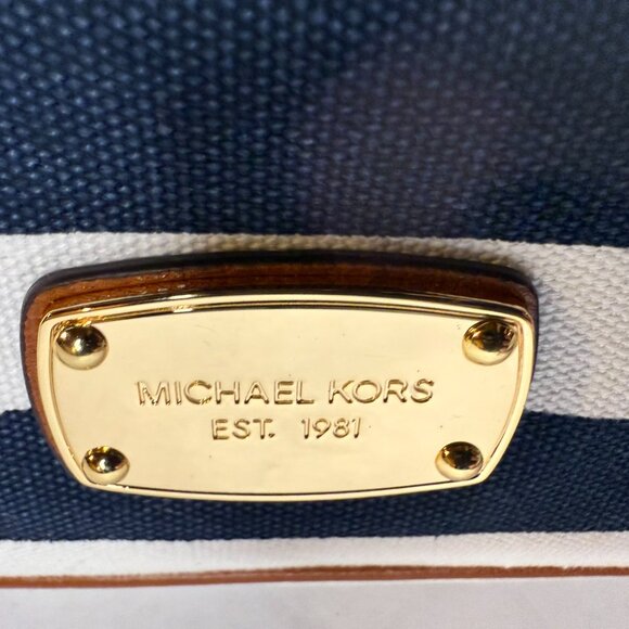 MICHAEL Michael Kors Navy and White Striped Tote - Picture 3 of 13